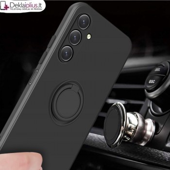 Švelnaus silikono dėklas su žiedu - juodas (Samsung A25/A25 5G)